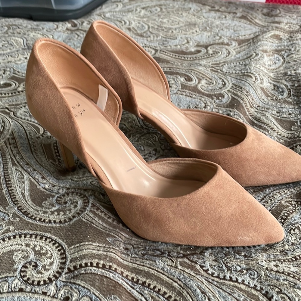 D’orsay heels. Tan suede. 7.5 wide